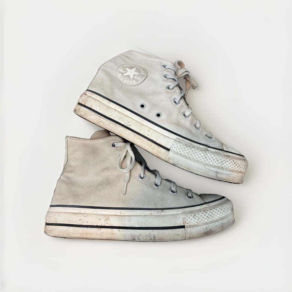 Converse Chuck Taylor High Top White Suede Platform Sneakers Stompers Grunge W 8 - Picture 1 of 7